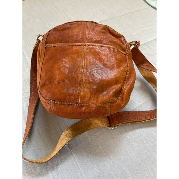 Fossil Tan Leather Boho Handbag Western Shoulder Crossbody 10x11x3 - Picture 3 of 11